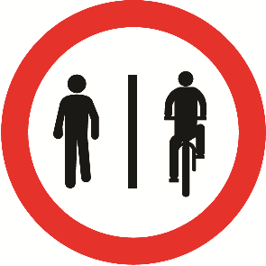 Pedestres à esquerda, ciclistas à direita